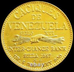 1957 Gold Sorocaima 6 Grams Caciques Indian Of Venezuela
