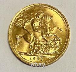 1957 Gold Sovereign, Uncirculated & Lustrous Coin. 7.98 Grams Of 22 Carat Gold