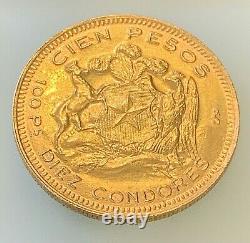 1958 Chile 100 Pesos Diez Condores Gold Coin 20.3 Grams Santiago Mint