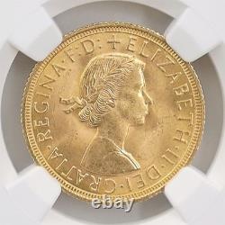 1958 Great Britain Elizabeth II Sovereign 1 Pound 7.99 Grams Gold Coin NGC MS 66
