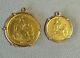 1959 50 Soles Gold Coin & 20 Soles Coin In Bezel Settings 39 Grams 22k Gold
