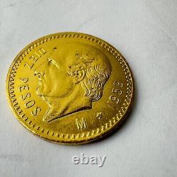 1959 Estados Unidos Diez Pesos Mexico 10 Pesos Gold Coin Excellent Condition