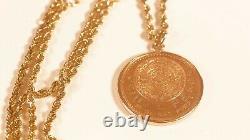 1959 Mexican Gold Pesos Coin Necklace 22 14K Gold Rope Chain 33.2 Total Grams