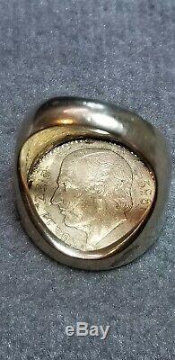 1959 Mexico 10 Pesos Gold Coin in 14k Gold Ring 19.9 Grams B. U. Coin