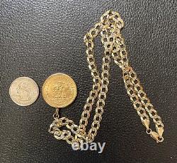 1959 Veinte Pesos Gold Coin With 14K Pendant & 10k Cut Diamond Chain 40.7 Grams