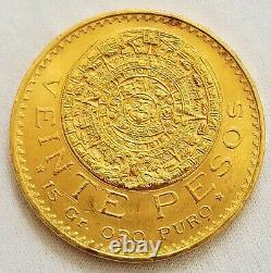 1959 Veinte Pesos Mexican Uncirculated Coin 15 Grams Pure Gold