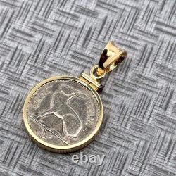 1962 Irish 3 Pence Hare Coin 18k Yellow Gold Pendant, 1.25 Grams Gold Weight
