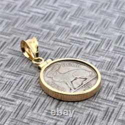 1962 Irish 3 Pence Hare Coin 18k Yellow Gold Pendant, 1.25 Grams Gold Weight