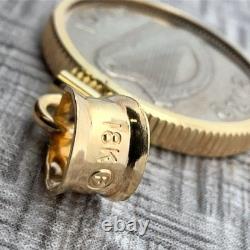 1962 Irish 3 Pence Hare Coin 18k Yellow Gold Pendant, 1.25 Grams Gold Weight