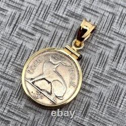 1962 Irish 3 Pence Hare Coin 18k Yellow Gold Pendant, 1.25 Grams Gold Weight 1962 Irish 3 Pence Hare Coin 18k Yellow Gold Pendant, 1.25 Grams Gold Weight