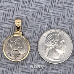 1962 Irish 3 Pence Hare Coin 18k Yellow Gold Pendant, 1.25 Grams Gold Weight