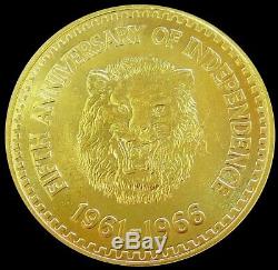 1966 GOLD SIERRA LEONE MASSIVE 54.54 GRAM 1 GOLDE LION 48mm MINT STATE