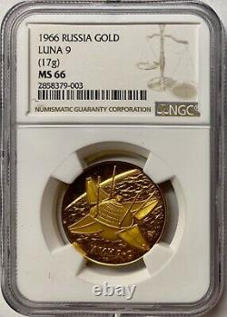 1966 Russia 17g Gold LUNA-9 NGC MS-66