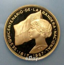 1968 So Gold Chile 500 Pesos 101.7 Gram Flag Anniversary Coin Ngc Proof 67 Uc
