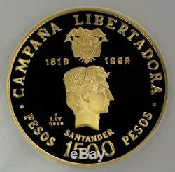 1969 Gold Colombia 1500 Peso 65 Gram Battle Of Boyaca Ngc Proof 63 Ultra Cameo
