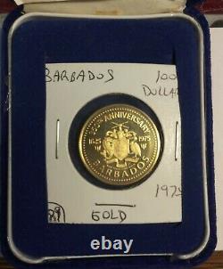 1975 Barbados 100 Gold Proof Coin (Franklin Mint)