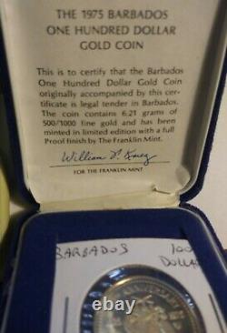 1975 Barbados 100 Gold Proof Coin (Franklin Mint)