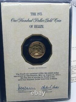 1975 Belize $100 GOLD Proof Coin 6.21 grams 500/1000 FINE GOLD