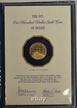 1975 Belize $100 Gold Proof Coin 6.21 Grams 500/1000 Fine Gold