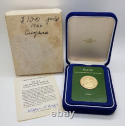 1976 $100 Gold Proof Coin of Guyana with Box & COA