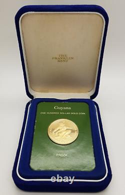 1976 $100 Gold Proof Coin of Guyana with Box & COA