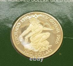 1976 $100 Gold Proof Coin of Guyana with Box & COA