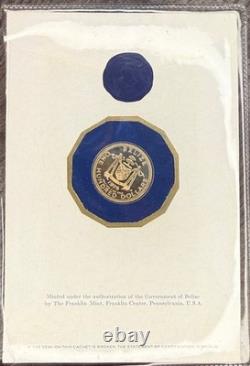 1976 Belize $100 Proof Gold Coin 6.21g. 500 Fine, 1/10 oz AGW Franklin Mint