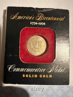 1976 GOLD COIN Ameica's Bicentennial Commemorative 10k Solid Gold Medal 1.6 Gram
