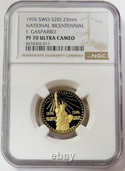 1976 GOLD US MINT PROOF 23mm NATIONAL BICENTENNIAL 12.94 GRAM NGC PF 70 UC