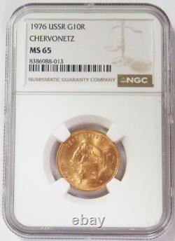 1976 Gold 10r Chervonetz Coin Ngc Mint State 65
