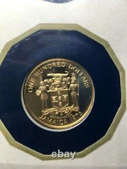1976 Jamaica $100 GOLD Proof Coin 7.83 grams 900/1000 FINE GOLD