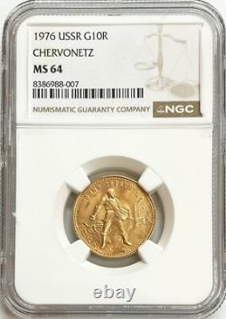 1976 M Gold Chervonetz 10r Coin Ngc Mint State 64