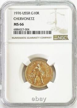 1976 M Gold Chervonetz 10r Coin Ngc Mint State 66