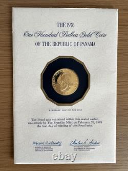 1976 One Hundred Balboa Gold Coin Of The Republic Of Panama 8.16 Grams Fine Gold