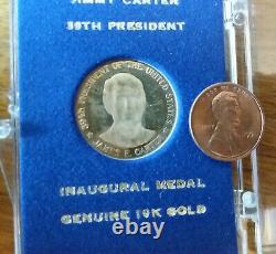 1977 GOLD UNC Jimmy Carter 10K GOLD Medal Coin In Original Franklin Mint Case