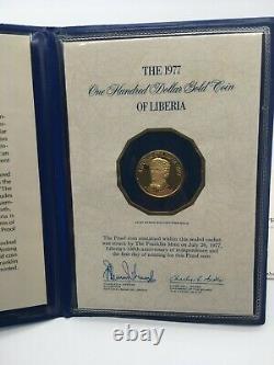 1977 Liberia $100 GOLD Proof Coin 10.93 grams 900/1000 FINE GOLD