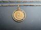 1977 South African 1 Rand Gold Coin Mounted In 14kt Gold Pendant With Gold Chain