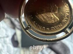 1977 South African 1 Rand Gold Coin Mounted in 14kt Gold Pendant with gold chain