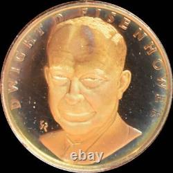 1978 Franklin Mint Cameo Proof Dwight D Eisenhower LE Commem. 500 Gold Medal OP