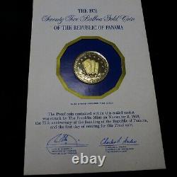 1978 PANAMA GOLD 75 Balboa Proof 75th Anniversary of Independence 10.6g. 500