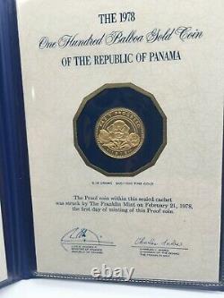 1978 Panama 100 Balboa Proof Coin 8.16 grams 900/1000 FINE GOLD