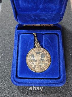 1979 12k Gold 16 Gram Proof Casino De Monte Carlo 1000 Francs Necklace Coin