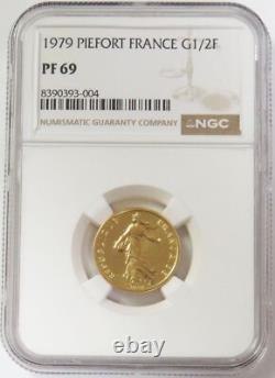 1979 Gold Piefort France 300 Minted 1/2 Franc (18.3 Grams) Ngc Proof 69