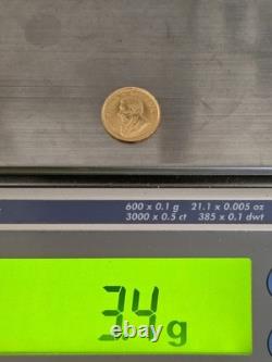 1981 1/10 oz Fine Gold Krugerrand South African Gold Coin 3.39 Grams