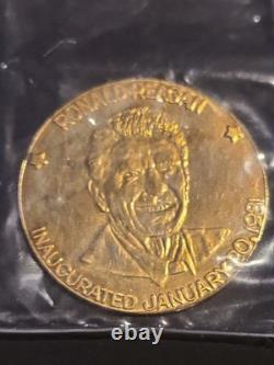 1981 14K GOLD COIN NEW Danbury Ronald Reagan Inauguration Solid Gold 1 Gr Mint