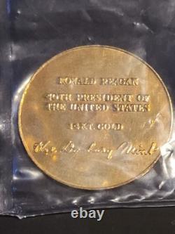1981 14K GOLD COIN NEW Danbury Ronald Reagan Inauguration Solid Gold 1 Gr Mint