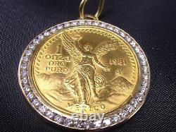 1981 Banco de Mexico 1oz Gold Onza Libertad Bezel 47 Diamonds 2.35ct 44.87grams