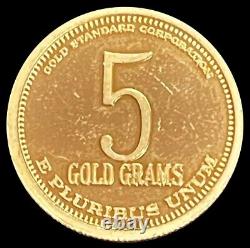 1981 Gold 5 Grams Pure Adam Smith Gold Standard Corp. Proof Like Round