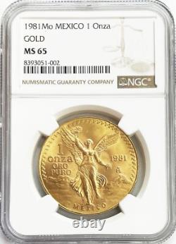 1981 Mo Gold Mexico 1 Oz Onza First Year Winged Victory Coin Ngc Mint State 65