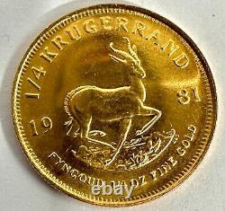 1981 South Africa Gold Krugerrand 1/4 oz Uncirculated Gold Coin 8.4 Grams